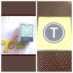 Keychain,Salt/Pepper Shaker and Coasters “T”